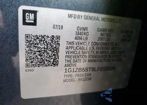 2020 Chevrolet Malibu Ls из США, поврежденный, VIN 1G1ZB5ST9LF015029